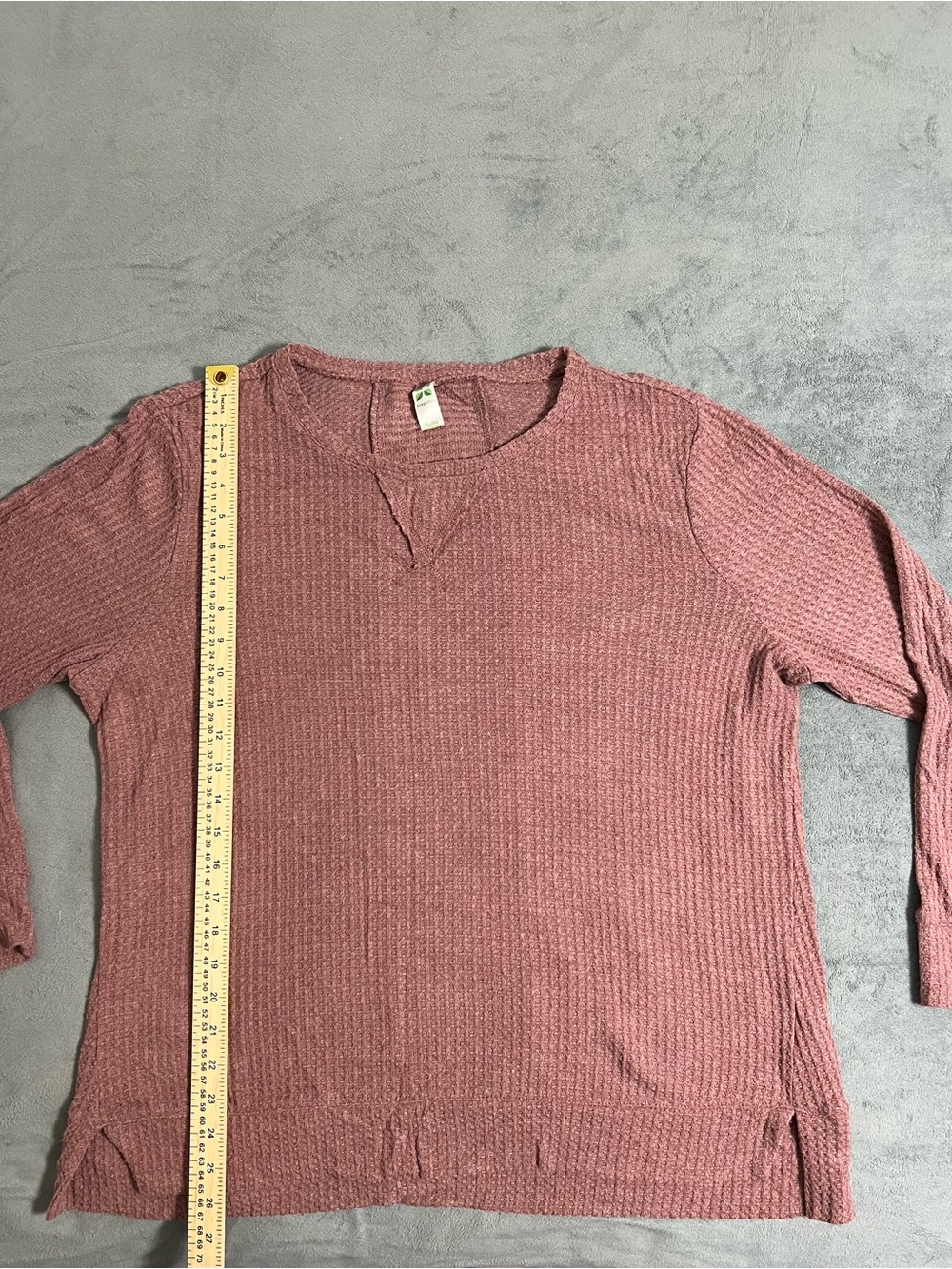 Green Tea Ribbed Long-Sleeve Crewneck Top - Dusty Rose